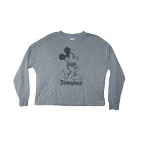 Disneyland Mickey Mouse Gray Quilted Crewneck Sweatshirt Pullover – Size M